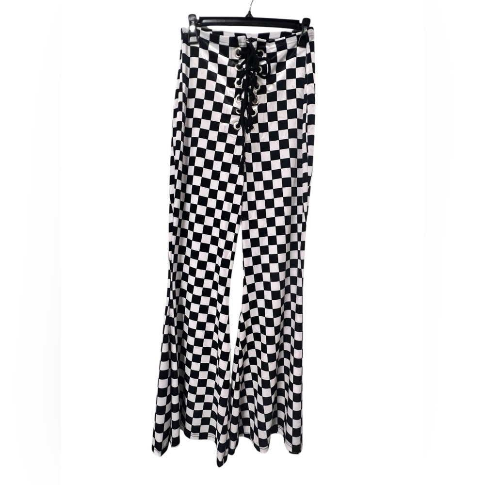 Stylish Checkered Wide Leg Women's Pants - Picture 1 of 6